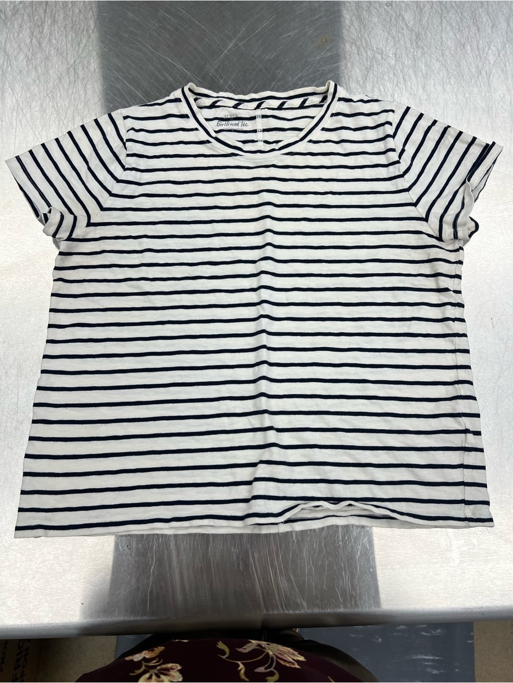 J. Crew Striped Crewneck Tee - White & Navy Women’s L